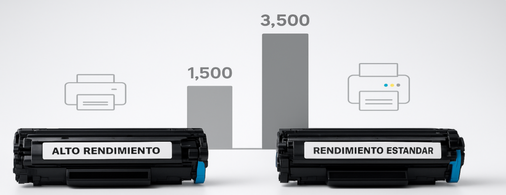 ¿Qué Tóner Rinde Más y Cuál Conviene Según Tu Impresora?Ilustración de dos toner